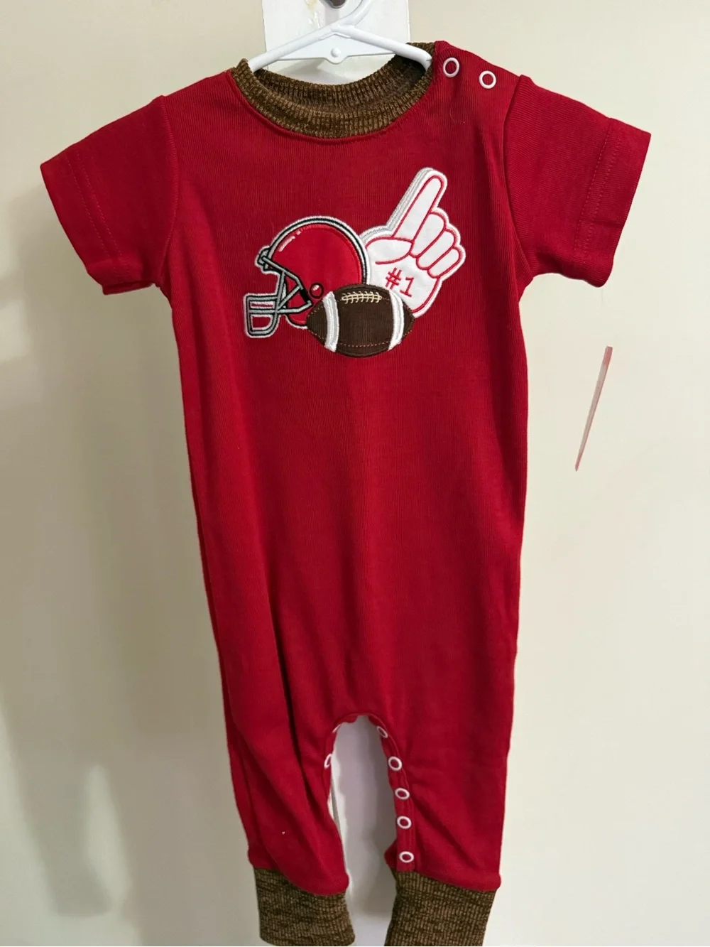 NWT Ricrac & Ruffles Football Romper